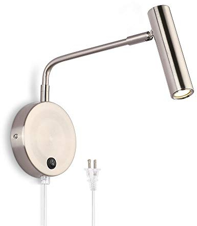 Joossnwell Wall Mounted Lamp, Sconce Light with Plug in Cords Wall Reading Light with Switch for Living Room Bedroom Warm White 3000K