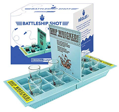 Original Battleship Shot® | Seeschlachtspiel | Premium-Qualität | faltbares und tragbares Tablett mit 8 Shot-Gläsern | 100% Spaß | Trinkspiel | Aperior | Abend | House Party