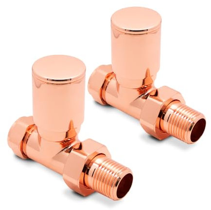 Copper Radiator Valves (Pair) - Straight Valves Suitable for Installation of your copper Heated Towel Rail or Radiator onto your central heating system