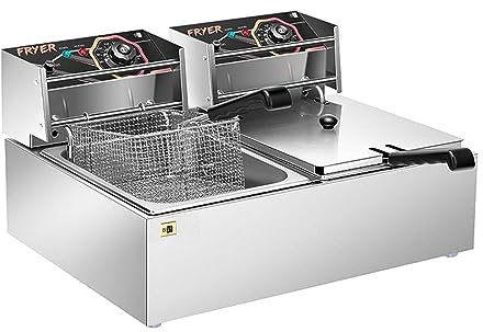 VIVOHOME Freidora Eléctrica Comercial 20L con 2 Cestas para Freír Temperatura Ajustable 60-200°C fritadeira electrica a oleo
