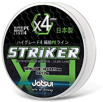 Jatsui Striker X4, Filo da Pesca, Verde, 0,09 mm X 135 mt