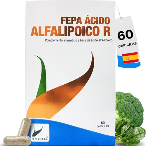 FEPA Ácido Alfa Lipoico R ALA - Complemento Alimenticio de Uso Diario - Forma Reducida R+ - 250 mg por Cápsula – Sin Gluten ni Lactosa - 60 Cápsulas - Fepadiet