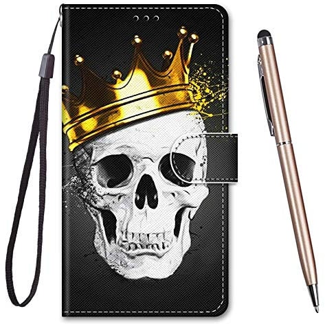 TOUCASA Handyhülle für Huawei P30 Lite,Premium Brieftasche PU Leder Flip [Kreativ Gemalt] Stoßfeste Case Handytasche Klapphülle für Huawei P30 Lite (Skelett)