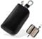 MONOJOY Keyless Go Schutz Autoschlüssel Faraday Tasche Autoschlüssel Signal Abschirmbox RFID Diebstahlschutzbox aus Leder Fernbedienung schlüsseletui mit Haken und Schlüsselring(Schwarz)