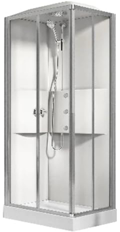 Cabina de ducha multifunción apertura 2 puertas correderas 2 fijas 70 x 100 cm