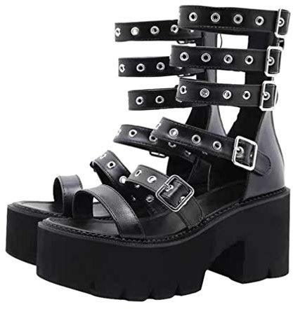 Holibanna High Heels High Heels R?mischen Goth Sandalen Partei Klassische Chunky Ferse Schuhe Sommer Sandalen High Heels Plateau Maid Outfit