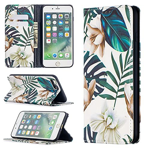 SATURCASE - Funda para Apple iPhone 7 Plus y 8 Plus, piel sintética, con tapa de imán integrado, ranuras para tarjetas, funda protectora para Apple iPhone 7 Plus/8 Plus (BK-9)