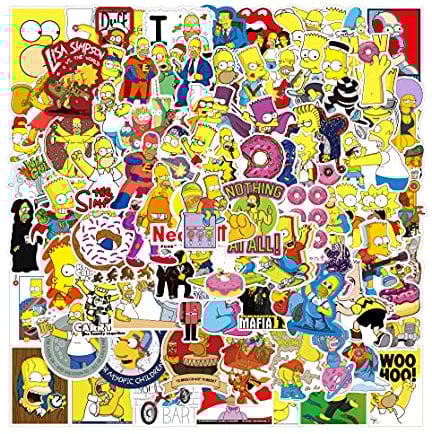 100 Stück, kompatibel mit Anime-Simpson-Aufkleber-Set, Graffiti-Aufkleber, Vinyl für Laptop, Wasserflaschen, Skateboard, Gepäck, Fahrrad, Motorrad, Stoßstange, DIY-Partyzubehör, Aufkleber
