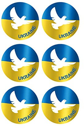6PCS Aufkleber Ukraine Fahne mit Friedenstaube - 9 x 9 cm - Flaggen Aufkleber Ukraine Peace, Friedenstaube No War In Ukraine Peace Frieden Sticker für Auto, Motorrad, Laptop - Flagge, Frieden, Taube
