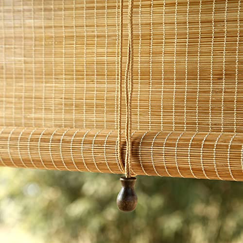 SZZT Tende in bambù naturale per la casa, tenda avvolgibile ecologica,Ombra romana in bambù personalizzabile,Parasole per finestra traspirante, per patio, veranda, studi, colore carbonizzato