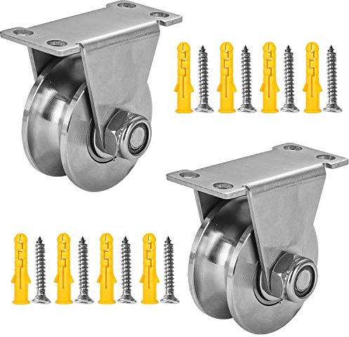 2 Stück U-Rollen Seilrollen mit Kugellager, Umlenkrollen Stahlseile für Schiebetore Seile, 48mm 304 Edelstahl Hebekran Flaschenzüge, Schrauben Tragkraft 180kg, für Lager, Rolltor