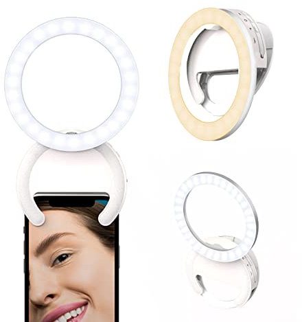 Voinap Portable Selfie Ring Light for Phone, Rechargeable Clip On Light for Laptop iPhone iMac Monitor, Travel Lighting for Zoom Conference Make Up Video Recording Photography