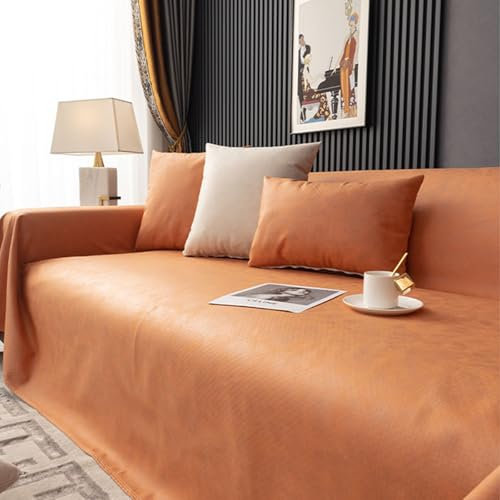 VanderHOME Sofa überzug Möbel Abdeckung für Verschütten Sofabezug Wasserabweisend Antirutsch Sofa Abdeckung Stretch Sofa Protector Sofaüberwurf Schutz vor Haustier Katze Hunde210*90cm-Orange