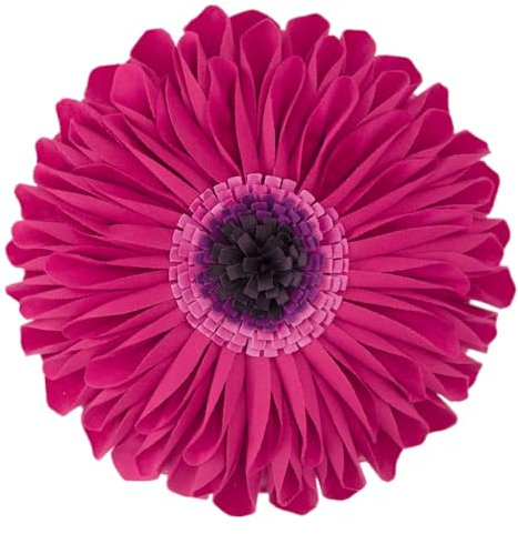 JWH Handgefertigter 3D-Blumen-Überwurf-Kissenbezug, dekorativer Sonnenblumen-Akzent, weicher Samtkissen, runder Kissenbezug für Wohnzimmer, Couch, Bett, Dekoration, 30,5 cm, Karminrose