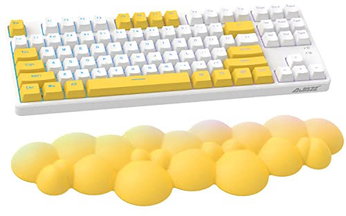 Cloud-Soft Ergonomic Wrist Rest for 100 Keys 87 Keys 68keys Keyboard PU Material Anti-Slip Rubber Base Memory Foam Cloud-Shaped Palm Rest for Computer Laptop,Pain Relief,15.2 * 4.4 * 1.2 inch-Yellow