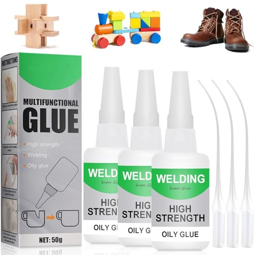 Welding High-Strength Oily Glue, 50g Universal Super Adhesive, Strong Plastic Adhesive for Ceramic Resin, Metal Glass, All-Purpose Adhesive for Universal Use, Waterproof Instant Adhesive (3 Stück)