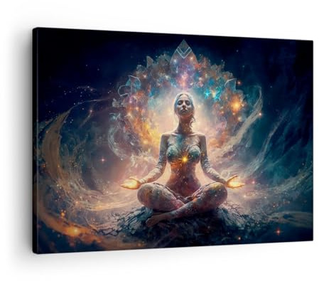 ARTTOR Bilder auf Leinwand 70x50cm Wandbild Fantasy Menschen - 5781 | Meditation Yoga Energie Klein Wanddekoration Wohnzimmer Schlafzimmer Wanddeko Wand Kunstdruck Wandkunst Wall Decor ARTTOR