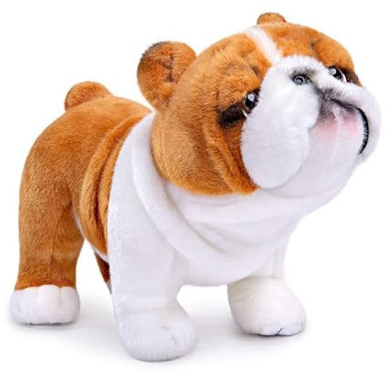 PuffPurrs Simulations-Bulldog Plüschtier - Realistischer 12 stehender Englischer Bulldoggen-Haustier-Hund, niedliches Hunde-Welpen-Plüschtier, einzigartige Plüschgeschenksammlung für Kinder