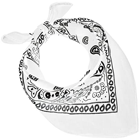 JOPHY & CO. Lot de 3, 5, 10 bandanas 100% coton pour femme, homme, enfant, couleur unie et/ou motif paisley, cod.A644, Blanc, Paisley, Set 1 pz