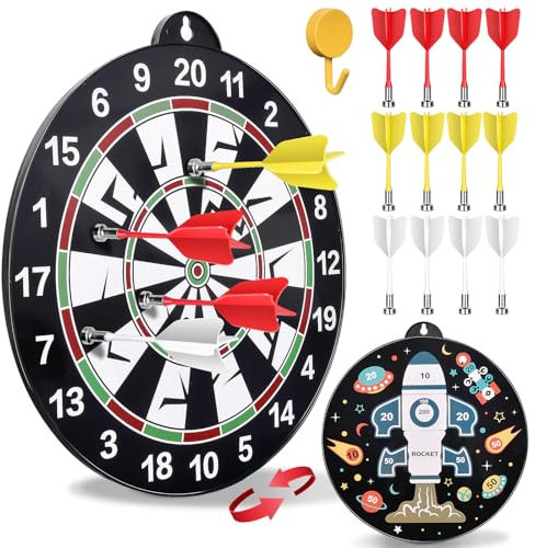 Flintronic Doppelseitige Magnetisches Dartscheibenset Kinder, Dartscheiben mit 12 Dartpfeilen, Dartscheibe Junge Spielzeug Geschenk für für Drinnen und Draußen Party Spiel