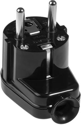 KEL Winkelstecker Uni Schuko 16A / 230V - Stecker, Schutzkontaktstecker IP20 Stromstecker, Uni Schukostecker aus Kunstoff, schwarz