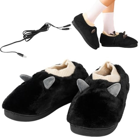FASSME Zapatos calefactores eléctricos - Zapato de Felpa con calefacción eléctrica | Botas calefactables, Calentadores de pies, Zapatillas para microondas, Zapatos calefactables para Hombre para