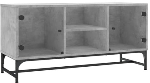 vidaXL Mobile Porta TV con Ante in Vetro Grigio Cemento 102x37x50 cm