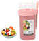 Muesli Cup 2 in 1 to-go Travel Mug Muesli Yogurt Cup Cup Yogurt and Cereal Cup with Compartment and Airtight Lid Container Yogurt Salad Porridge Cereals Fruit 560ml + 230ml (Pink)