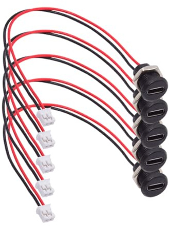 CY Connector 5pcs/set DIY OEM Type C Female Socket to 2Pin Header Cable Pitch=2.0mm Panel Mount Type DC 5V Power