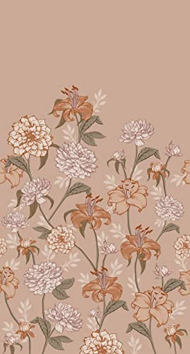 papier peint panoramique fleurs vintage vieux rose et terracotta 150 x 279 cm - ESTAhome