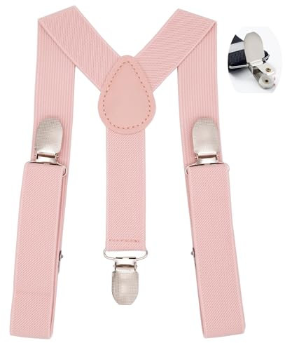 WannGe Kinder Y-Form Hosenträger mit verstellbaren bequemen Hosenträgern für Jungen und Mädchen - Hell Rosa