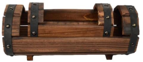 POPETPOP Lot de 2 Set de Set de Pots de Fleurs en Bois Marron, Boîte en Bois Carbonisée Anticorrosive de Demi-tonneau, pour Décoration de Jardin Rustique