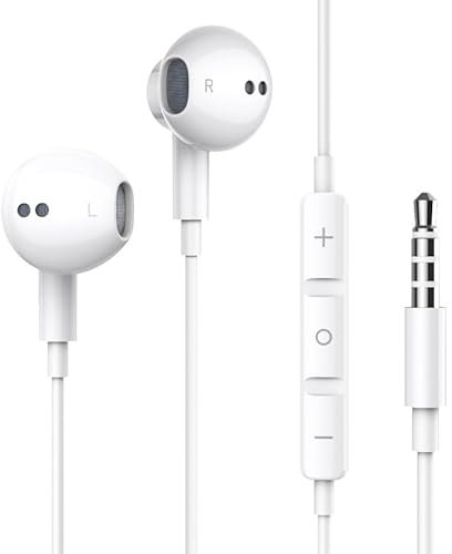 Auricolari con Filo,Cuffie con Jack 3,5mm,Cuffie in-Ear,Auricolari con Microfono e Controllo del Volume,Compatibili con iPhone,Samsung,Android,Tablet e tutti i dispositivi per cuffie jack da 3,5 mm