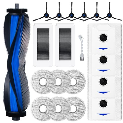 Fixbetter Kit d'accessoires pour Ecovacs Deebot N30 PRO OMNI / N30 PRO / N30 OMNI aspirateur robot, 1 brosse à rouleau, 2 filtres, 6 lingettes, 4 sacs à poussière, 6 brosses latérales de rechange pour