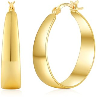 ABPBA Creolen Gold, 8MM Breite Hypoallergene Ohrringe Gold Creolen, Leichte Dicke Gro ßOhrringe für Damen 30/40/50/60MM