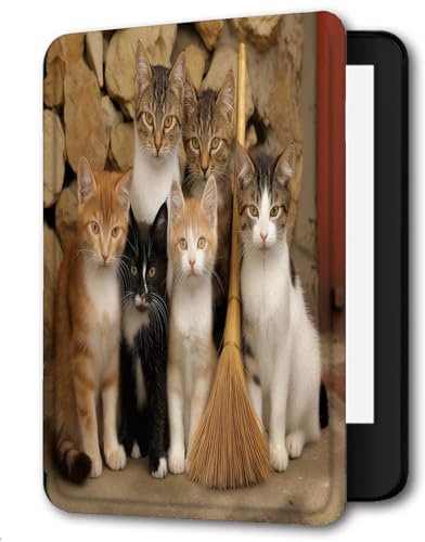 Case for Kindle Oasis (9th&10th Gen,2017/2019 Release) Pu Leather Cover for Kindle Oasis Case,Wooden Cat