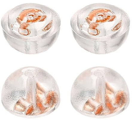 sourcing map 4Pcs Earring Backs, 5.5mm S925 Silver Silicone Semicircular Locking Earring Backs Replacements for Studs Posts, Rose Gold