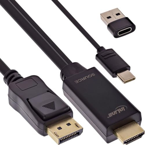 InLine® Cavo convertitore da HDMI a DisplayPort, cavo adattatore attivo con alimentazione USB, UHD 4K 60Hz, per monitor e notebook, 1 m, 17161I