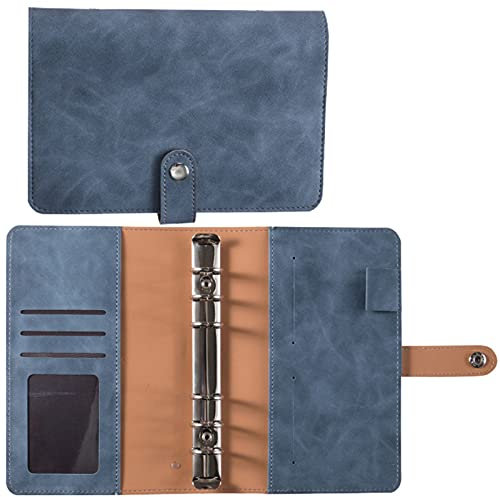 A6 Ringbuch PU Leder Notizbuch, Notebook Binder, Nachfüllbares Notizbuch mit A6 Punktrasterpapier, Innentaschen, Registerteiler, Ordner Planer für Reisen Arbeit Schule Personal Organizer,Dunkelblau