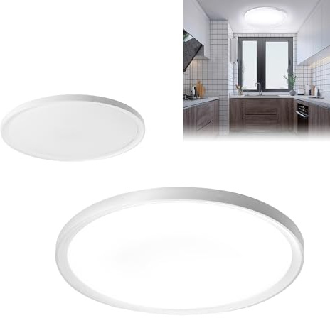 SAILUN 48W LED Ceiling Light Flush Mount with IP44 Waterproof Rating, ∅36.5cm White ABS Plastic Bathroom Lights Ceiling Fixture, Ideal for Bathroom Light, Kitchen Lights Ceiling, Cool White