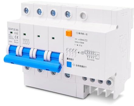 Salvavita Riarmo Automatico 1 pz DZ47LE-63 4P 16a, 20a, 25a, 32a, 40a, 50a, 63a 690v Interruttore differenziale a quattro poli Protezione ad alta tensione for macchinari industriali Differenziale Riar
