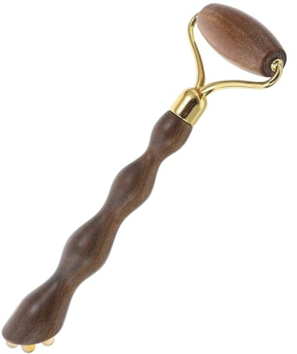 BELLIFFY Gesichtsroller aus Grünem Sandelholz Doppelrollen Massagegerät mit Gua Sha Augenmassagegerät zur Faltenreduzierung und Kieferkonturierung Manuelles Hautpflege Satz für Entspannung