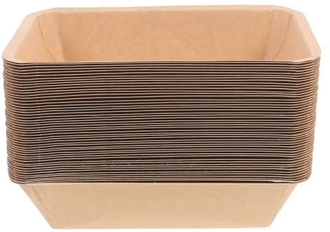 GATHINESS Plateaux Alimentaires Jetables en Papier Kraft Khaki, Grandes Assiettes Pratiques et Faciles à Transporter pour Barbecue et Événements, Lot de 50 Pièces