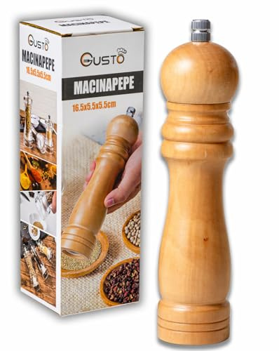 IPEA Moulin à Poivre Manuel en Bois pour Poivre, Piment et Sel - [ DESIGN CLASSIQUE ] - Moulin à Poivre de Cuisine avec Broyeur en Métal pour Moudre épices, Cumin, Sésame, Paprika