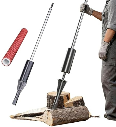 Robuster manueller Trägheits-Holzspalter, 2,5 cm/3 cm, tragbarer Holzspalter mit Gegengewichtsstange, robustes Brennholzspaltwerkzeug mit Griffabdeckung, für Camping, Bauernhof und Zuhause