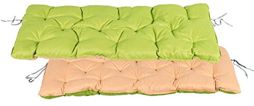 Meerweh Auflage für 2er Bank Polsterauflage Wendeauflage, grün/beige, ca. 120 x 50 x 10 cm