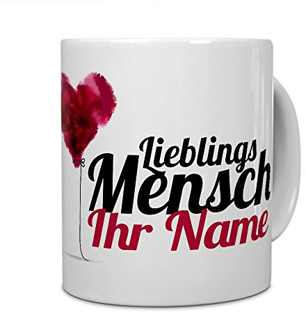 printplanet® Tasse mit Namen personalisiert - Motiv Lieblingsmensch individuell gestalten - Farbvariante Weiß