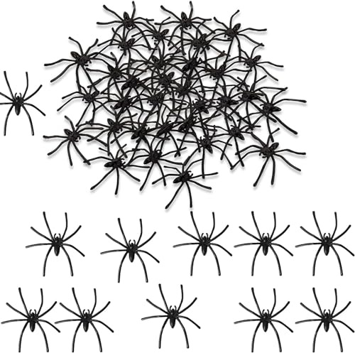 48Pcs Halloween Spider Black Plastic - Perfect Size Color Spooky Decorations Versatile Halloween Decoration Create a Haunting Atmosphere Outstanding Value for High-Quality Halloween Spiders