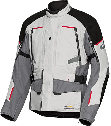FLM Touren Leder-/Textiljacke 4.0 - Atmungsaktiv & Wasserdicht - Mit Sturmhaube - Echtes Leder & Polyester grau L