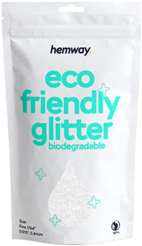 Hemway Eco Friendly Biodegradable Glitter - White Iridescent | 100g Fine Plant-Based Metallic Flakes for Arts & Resin Crafts | Bio Supplies for Festival, Hair, Face, Body & Nail Art Decoration